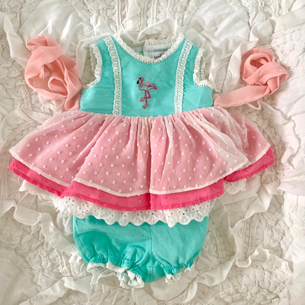 Love & Grow Flamingo 6m Tunic and Bloomers